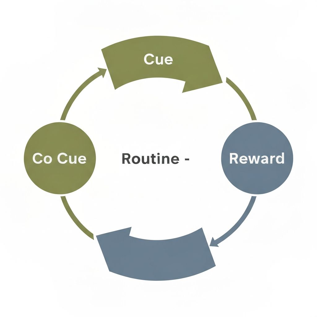 Visual diagram of the habit loop showing cue, routine, and reward cycle